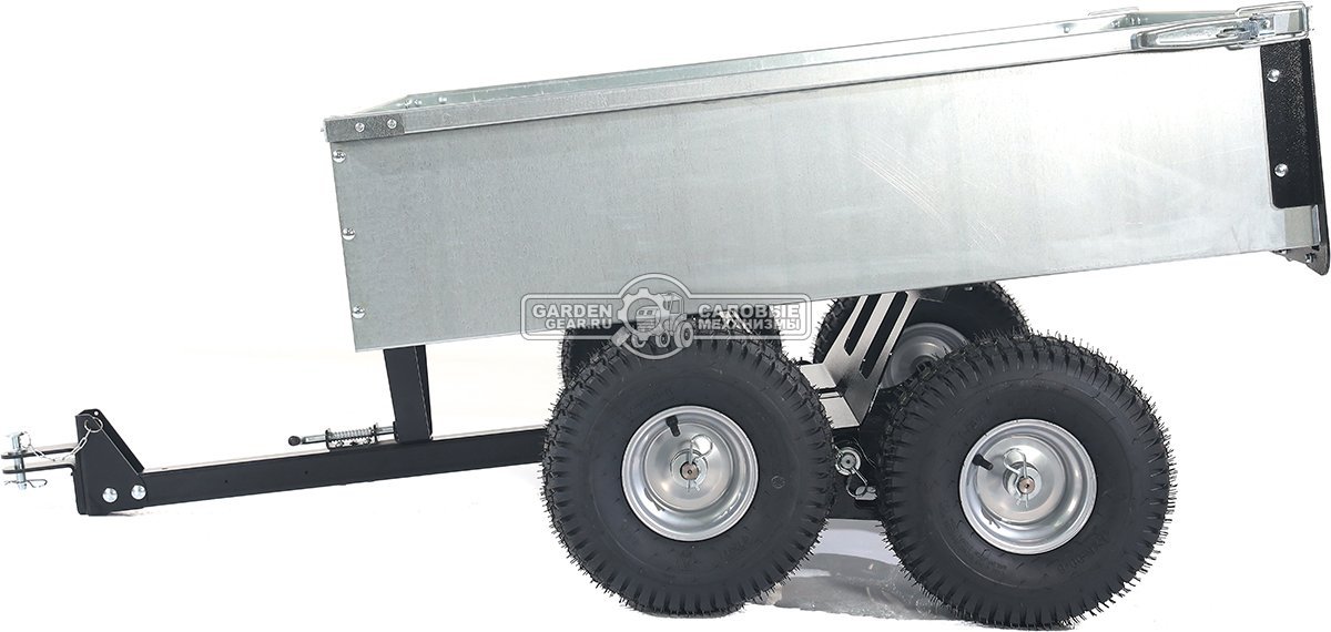 Тележка - прицеп ZimAni GT410x4 Stainless steel 500 4WD для садовых тракторов, с механизмом опрокидывания (4 колеса, оцинкованной сталь, 500 кг)
