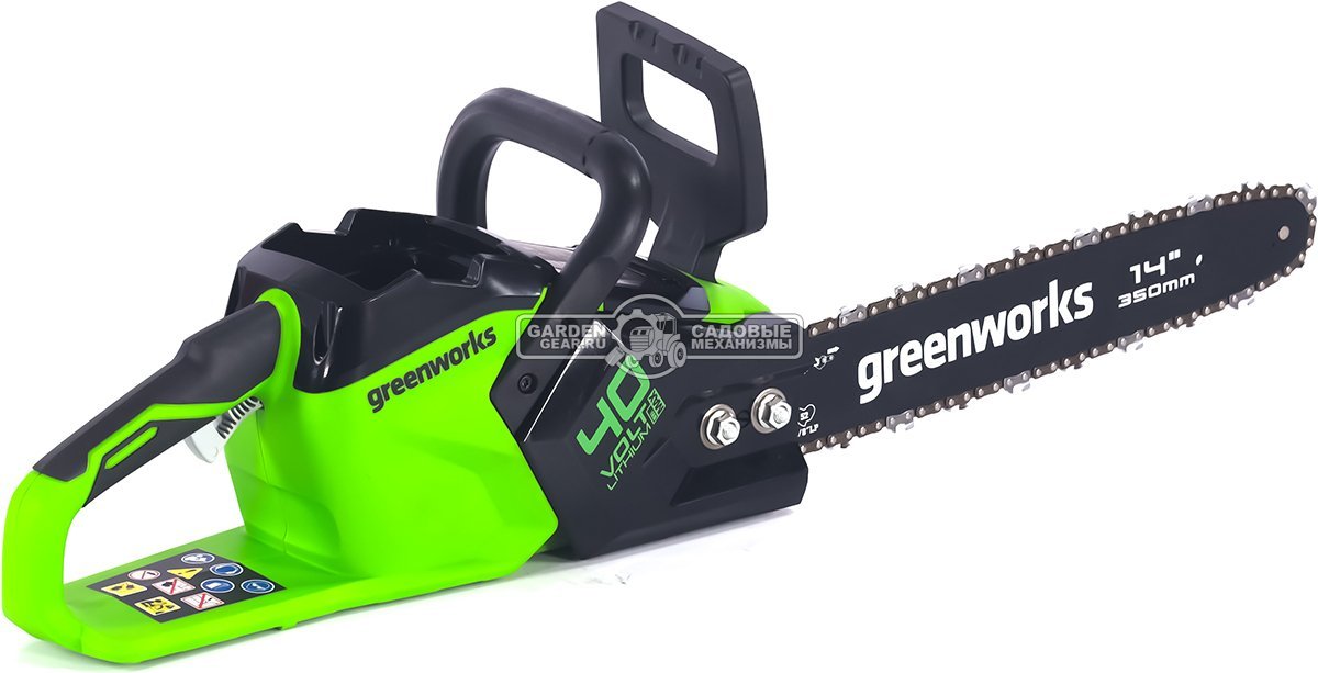 Пила аккумуляторная цепная GreenWorks GD40CS15 без АКБ и ЗУ (PRC, Li-ion 40В, беcщеточная, 14"/35 см, 5.0 кг)