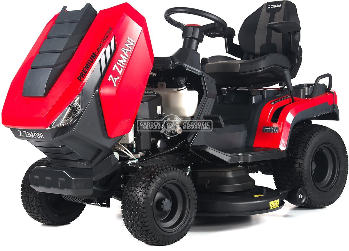 Садовый трактор ZimAni TS108HVD MY2025 (PRC, Loncin 586 куб.см., гидростатика, дифференциал, боковой выброс, шир. кошения 108 см, LED панель, 175 кг)