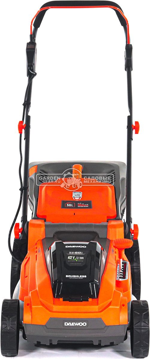 Газонокосилка аккумуляторная Daewoo DLM 4042Li SET с 2 АКБ 5 А/ч и ЗУ (PRC, 40 см, BL 2x21В, пластик, мульчирование, 50 л, 13.2 кг)
