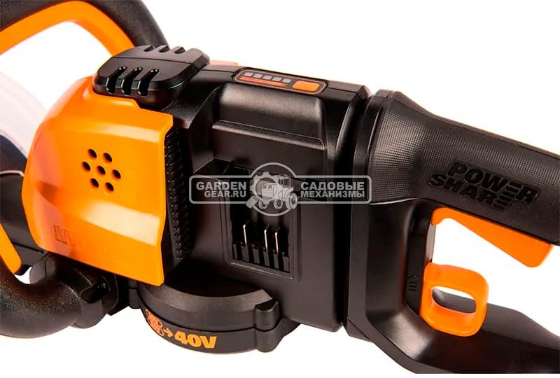 Кусторез аккумуляторный Worx WG284E.1 с 2 АКБ 2 А/ч и ЗУ (PRC, 2х20В, нож 60 см, 27 мм, 4.2 кг)