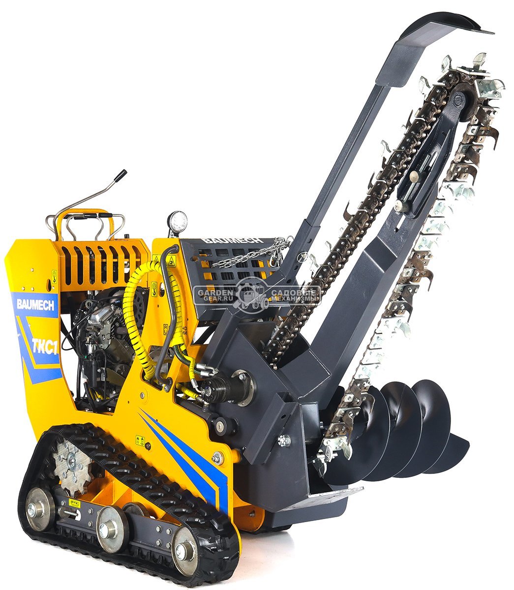 Самоходный гусеничный траншеекопатель Baumech ТКС1 с двигателем Zongshen GB750 EFI V-Twin инжектор (скорость копки грунта до 60 м/ч), 762 кг.