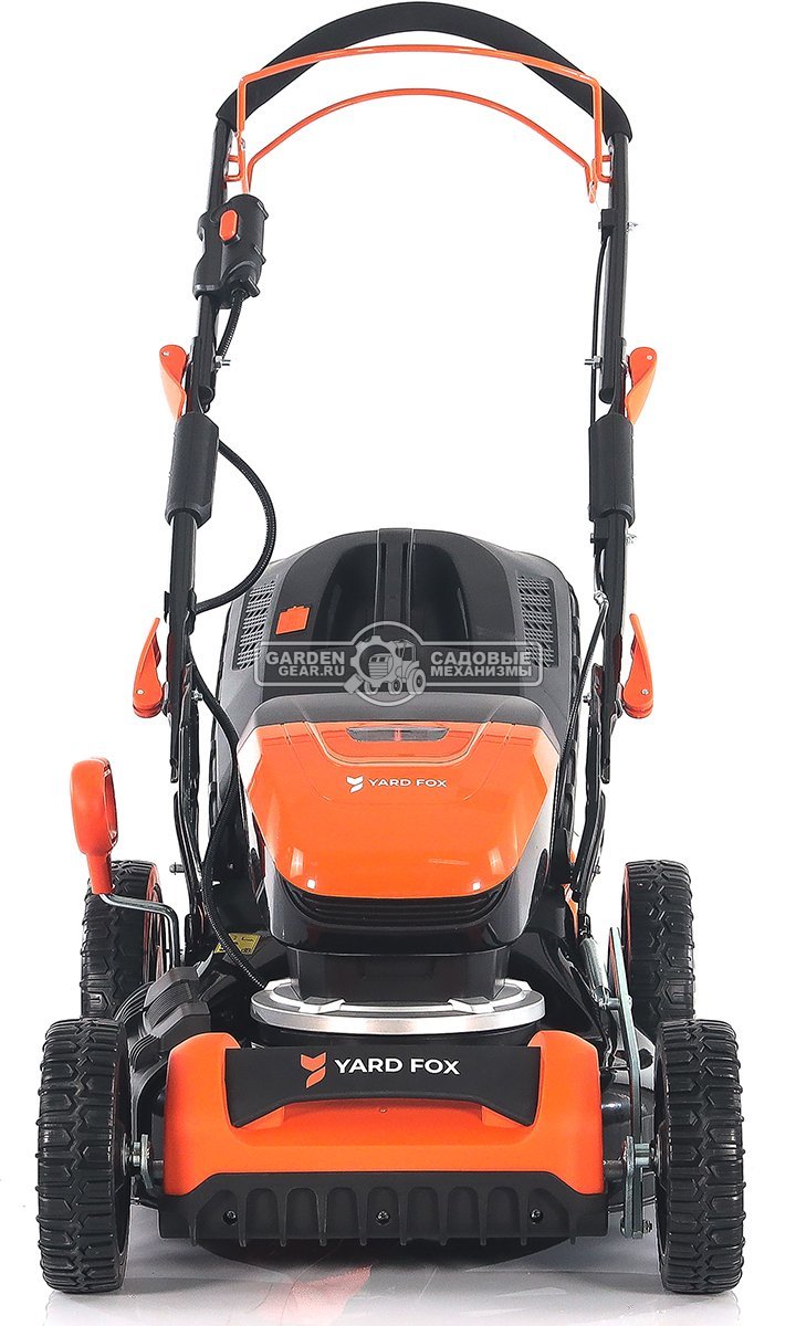 Газонокосилка аккумуляторная самоходная Yard Fox EL4655B SET с АКБ 4.0 А/ч и ЗУ (PRC, BL 60В, 46 см, сталь, 3 в 1, 55 л, 25 кг)