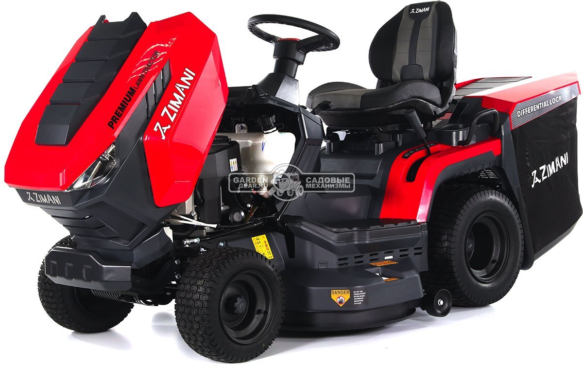 Садовый трактор ZimAni TC107HVD (PRC, Loncin 586 куб.см., гидростатика, дифференциал, травосб. 320 л, шир. кошения 107 см, LED панель, 195 кг)