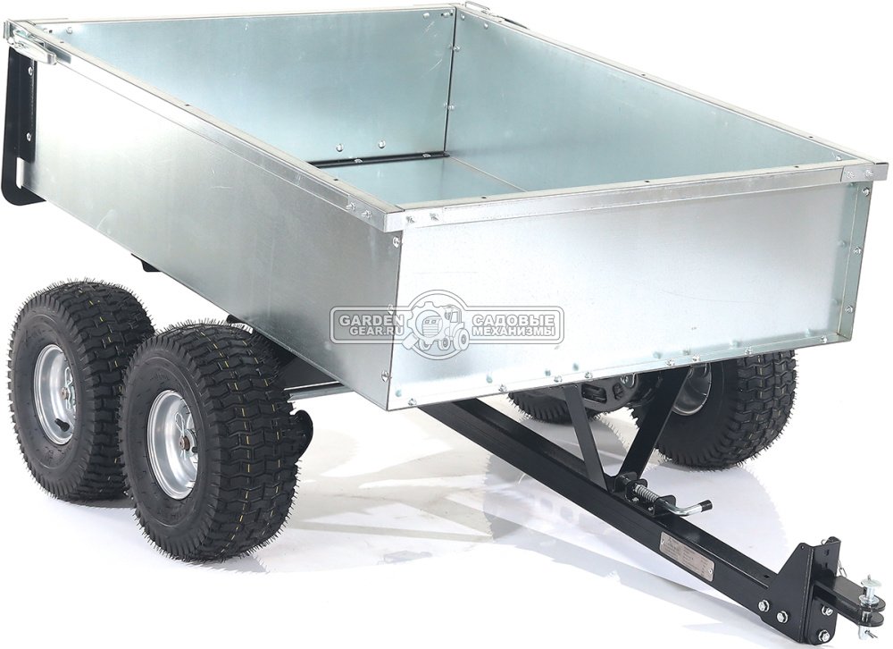 Тележка - прицеп ZimAni GT410x4 Stainless steel 500 4WD для садовых тракторов, с механизмом опрокидывания (4 колеса, оцинкованной сталь, 500 кг)