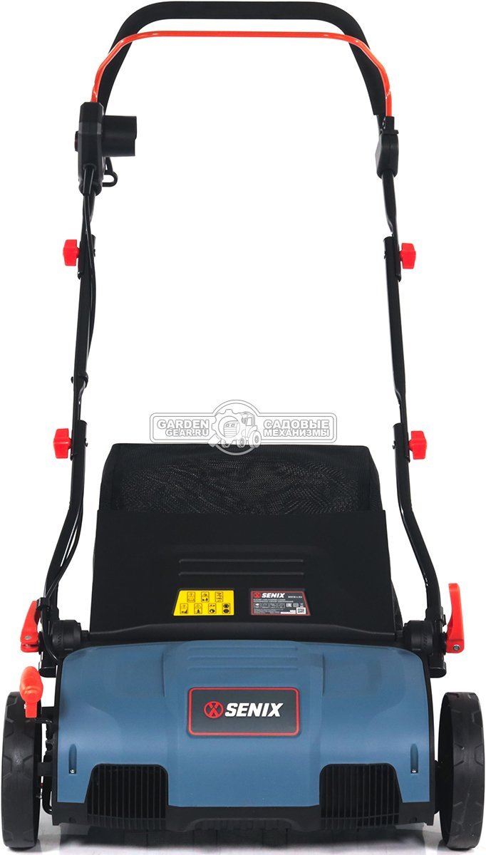 Вертикуттер - аэратор электрический Senix SCE16-L-EU (PRC, 1600 Вт, 38 см, ножи + пружины, пластик, 50 л, 8.1 кг)