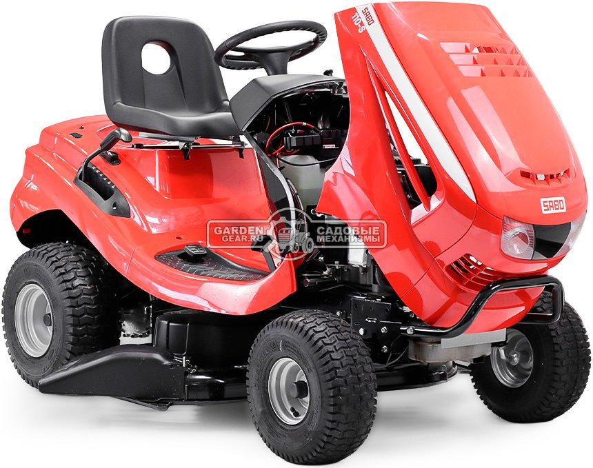 Садовый трактор SABO 110-S (GER, Sabo V-Twin, 708 куб.см., гидростатика, боковой выброс, мульчирование, ширина кошения 110 см, 234 кг.)