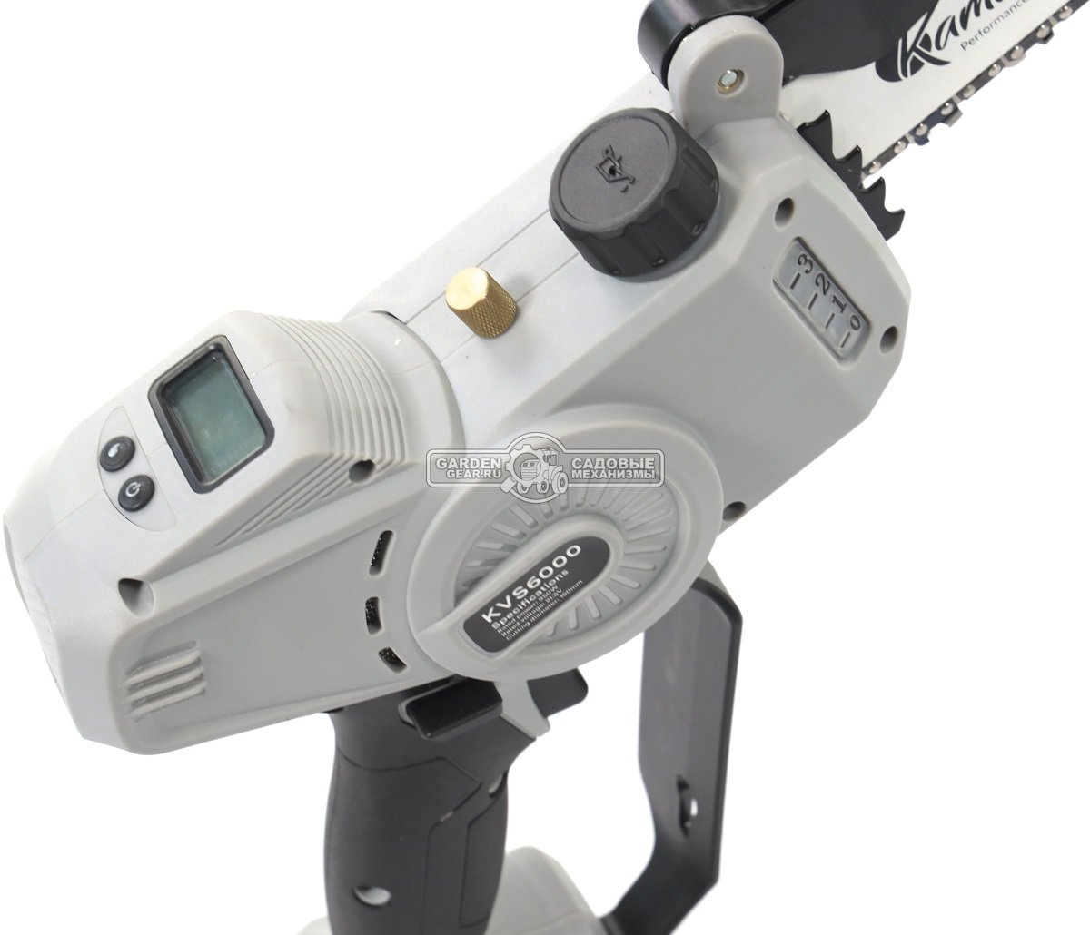 Аккумуляторный цепной сучкорез - минипила Volpi PowerCut KVS6000 с 2 АКБ 4 А/ч и ЗУ (PRC, 21.6В, шина 8"/20 см, 1/4"-1.1-48E, масляный насос, 2.1 кг)