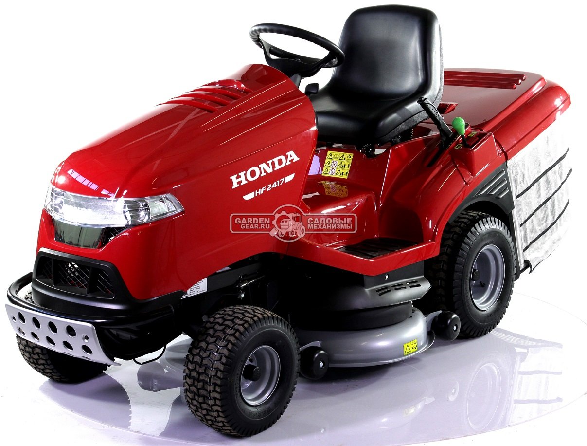 Садовый трактор Honda HF2417K4 HME (FRA, Honda GCV530 V-Twin, 530 куб.см., гидростатика, травосборник 300 л., ширина кошения 102 см., 239 кг.)