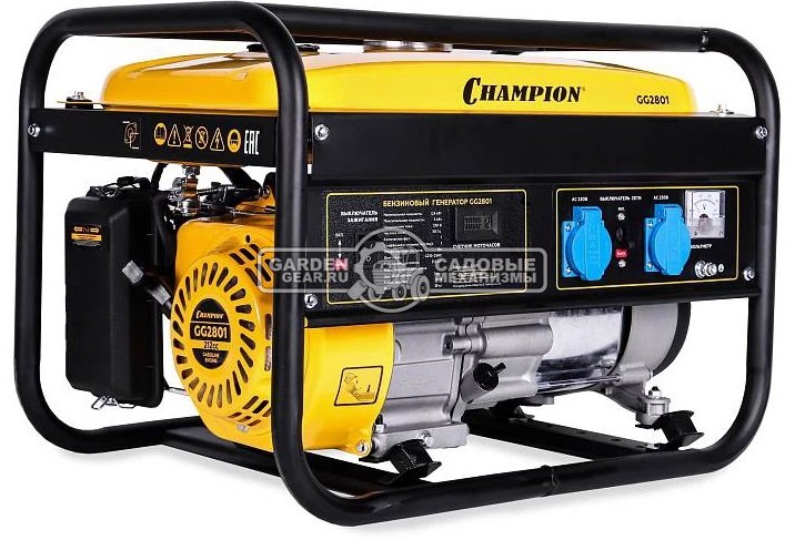 Бензиновый генератор Champion GG2801 (PRC, Champion, 212 см3/7.0 л.с., 2.8/3.0 кВт, 15 л, 39 кг)