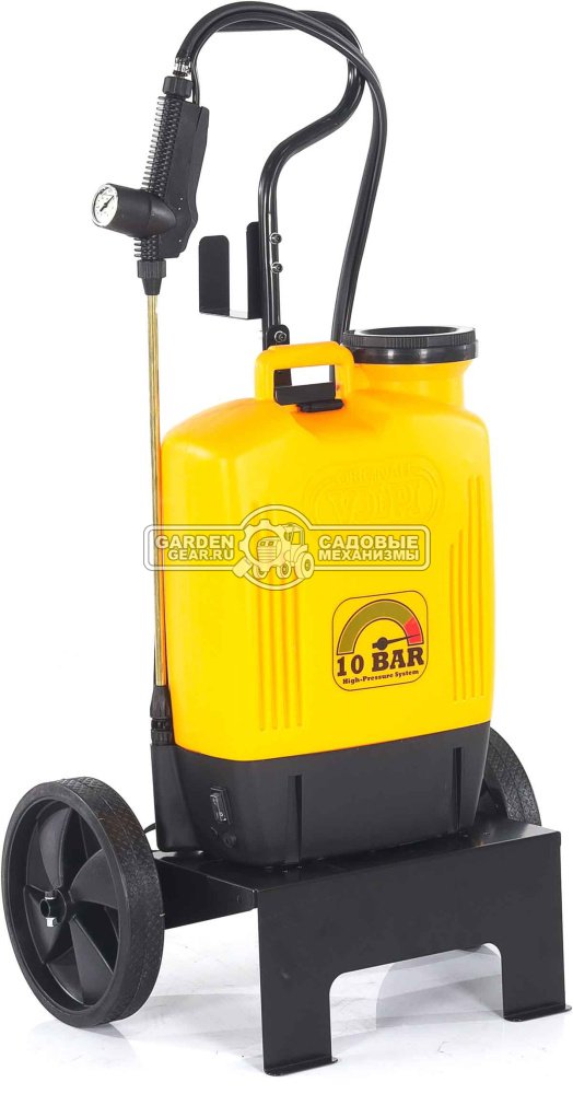 Опрыскиватель аккумуляторный Volpi Elettrolithium 10 BAR 15L CAR с тележкой (ITA, Li-Ion 12В, 8 А/ч, 15 л, 10 Бар, 14 кг)