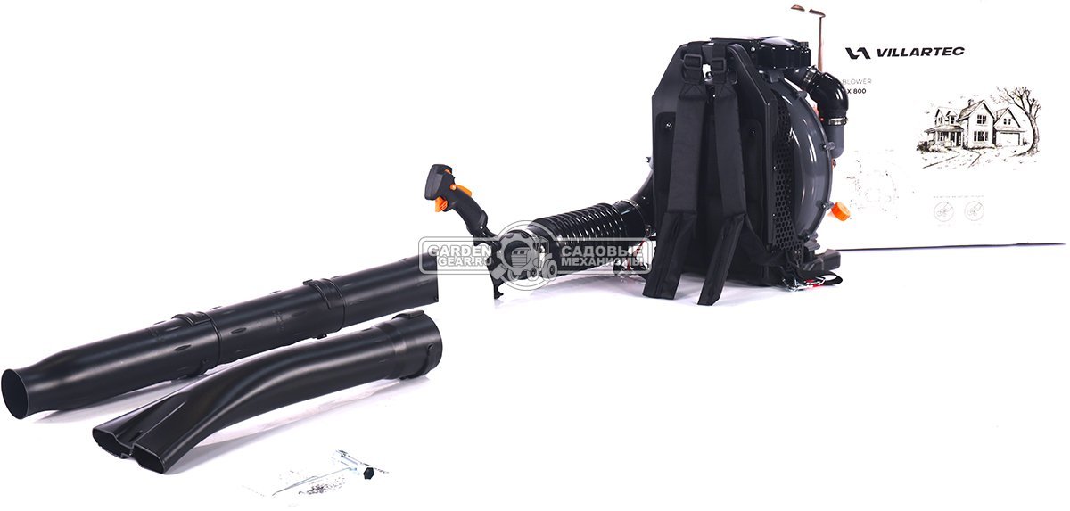 Воздуходувка бензиновая ранцевая Villartec BX800 (PRC, 79.4 см3, 3.0 кВт/4.1 л.с., 1316 м3/ч, 96 м/с, 10.3 кг)