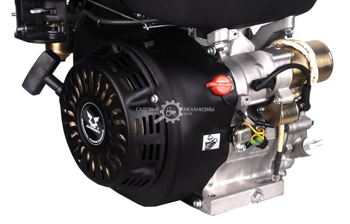 Бензиновый двигатель Zongshen 168 FBE (PRC, 6.5 л.с., 196 см3. диам. 19.05 мм шпонка, катушка осв., эл. старт, 16 кг)