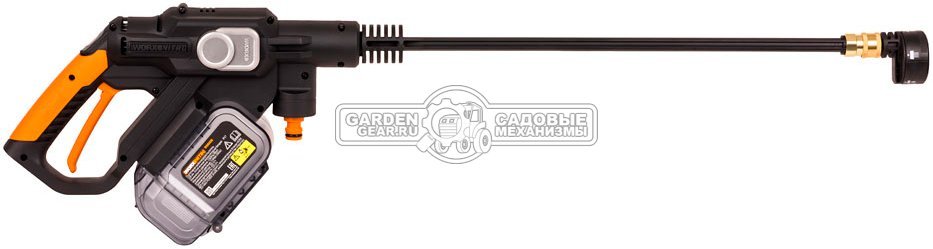 Аккумуляторная мойка высокого давления Worx WG633E с АКБ 4 А/ч и ЗУ (PRC, BL 20В, 25/38 бар, 220 л/час, шланг 6 м, 1.54 кг)