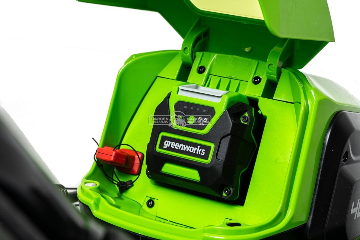 Газонокосилка аккумуляторная GreenWorks GD40LM46HP с АКБ 4 А/ч и ЗУ (PRC, BL 40В, 46 см, сталь, 3 в 1, 55 л, 25 кг)