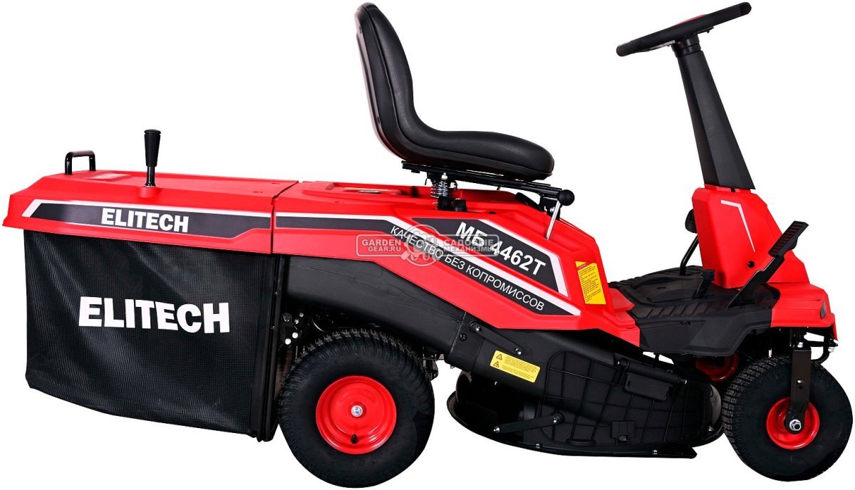 Садовый минирайдер Elitech МБ 4462Т (PRC, Ducar, 224 см3, трансмиссия CVT, травосборник 150 л, ширина кошения 61 см, 120 кг)