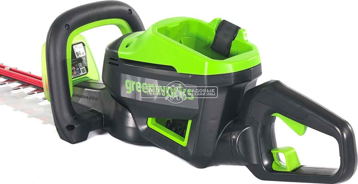 Кусторез аккумуляторный GreenWorks GD60HT66 без АКБ и ЗУ (PRC, BL 60В, 66 см, ветки до 28 мм, 3.2 кг)