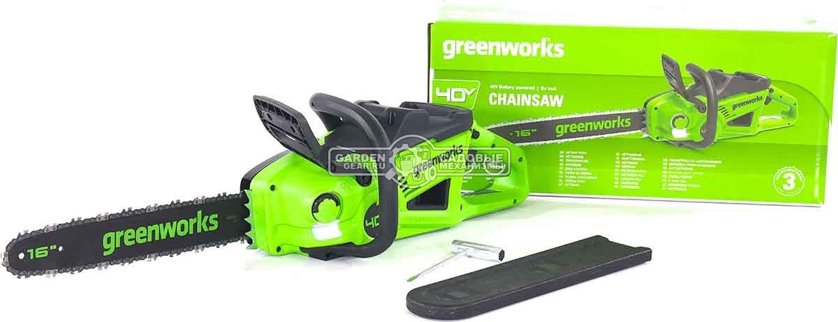 Пила аккумуляторная цепная GreenWorks GD40CS20X 16" без АКБ и ЗУ (PRC, BL 40В, 3/8"-1.1-56E, 4.2 кг)