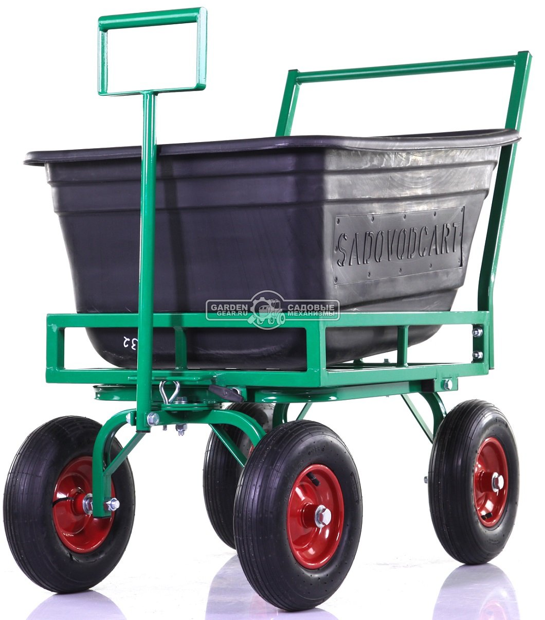 Тележка садовая SADOVODCART 44101 с механизмом опрокидывания (4 колеса, кузов 1050х555х980 мм, корыто 150 л, 200 кг, вес 33 кг)