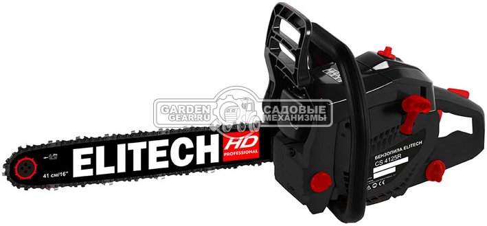 Бензопила Elitech CS 4125R 16" (PRC, 40.6 куб.см, 1.85 кВт/ 2.5 л.с, 3/8"-1.3-56E, 4.8 кг)