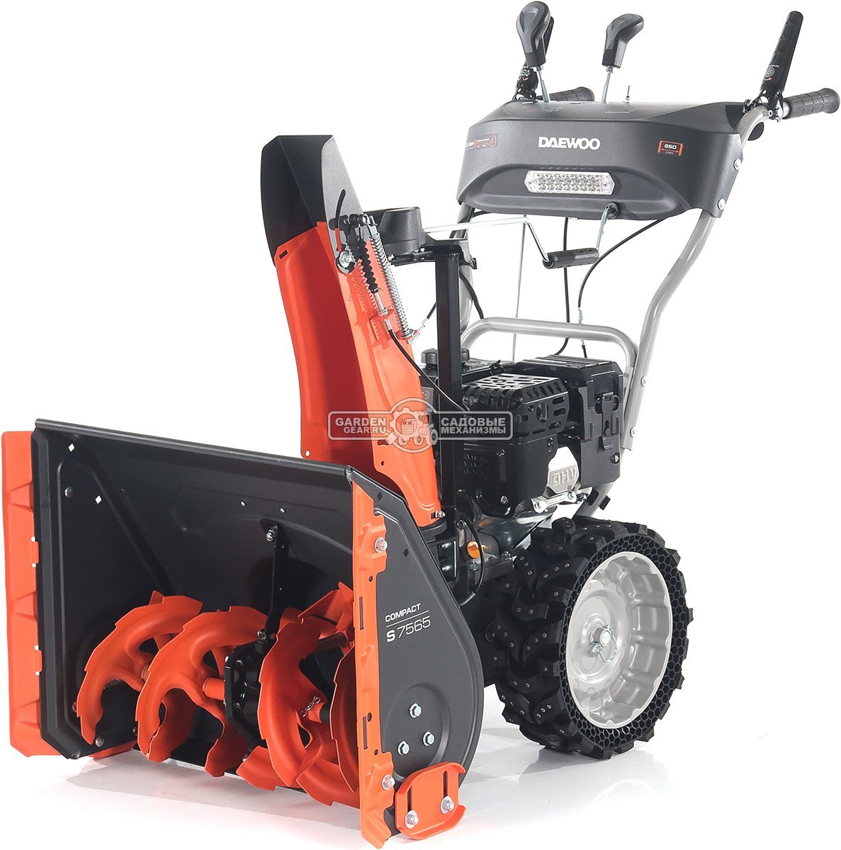 Снегоуборщик Daewoo S 7565 (PRC, 65 см., Daewoo, 220 см3, скорости 6/2, колеса EX-ICE, запуск от аккумулятора 21В, фара, 67 кг.)