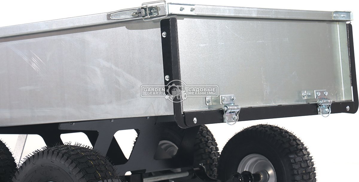Тележка - прицеп ZimAni GT410x4 Stainless steel 500 4WD для садовых тракторов, с механизмом опрокидывания (4 колеса, оцинкованной сталь, 500 кг)