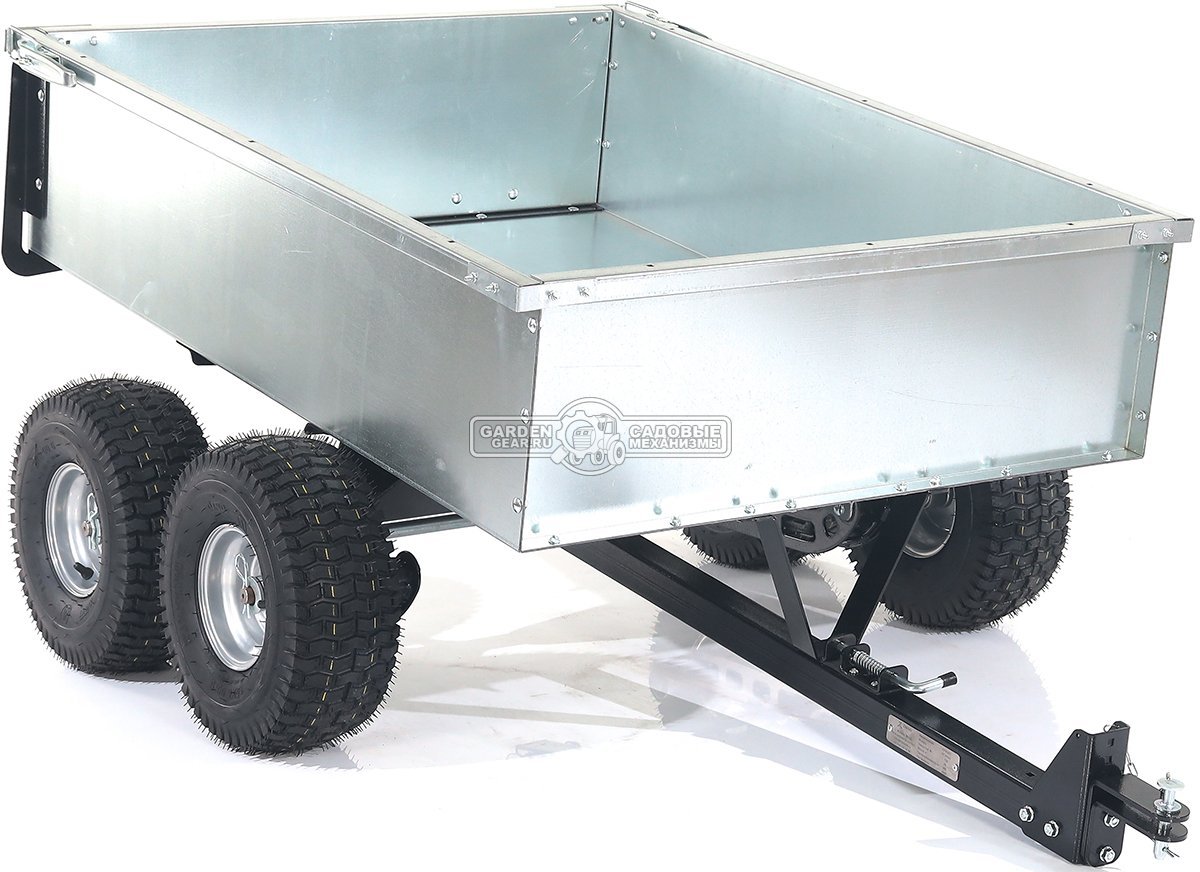 Тележка - прицеп ZimAni GT410x4 Stainless steel 500 4WD для садовых тракторов, с механизмом опрокидывания (4 колеса, оцинкованной сталь, 500 кг)