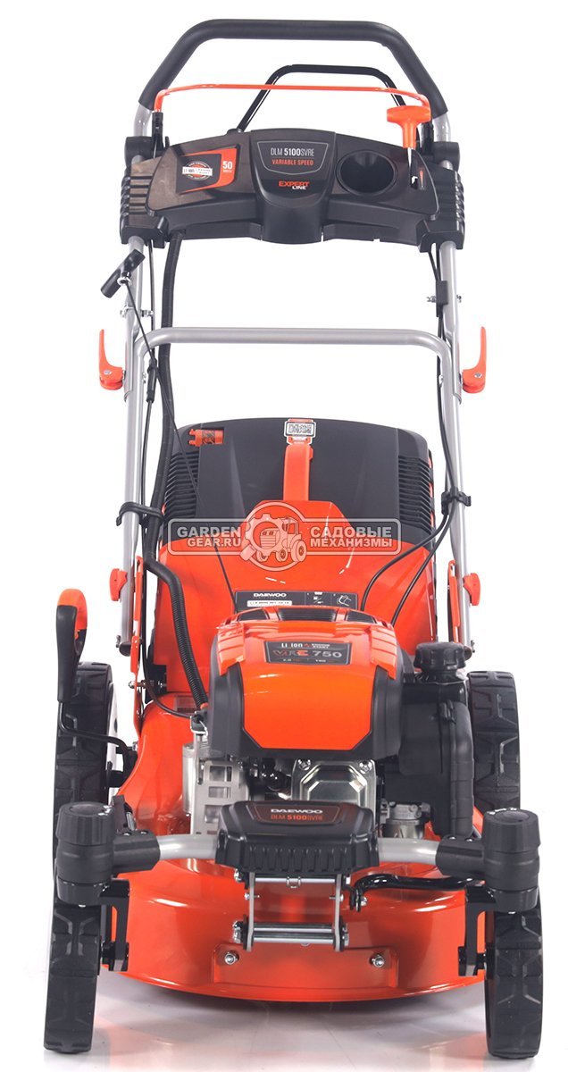 Газонокосилка бензиновая Daewoo DLM 5100SVRE с рояльными колесами и эл.запуском (PRC, 50 см, Daewoo 190 см3, вариатор, 70 л, сталь, 4 в 1, 35.4 кг)