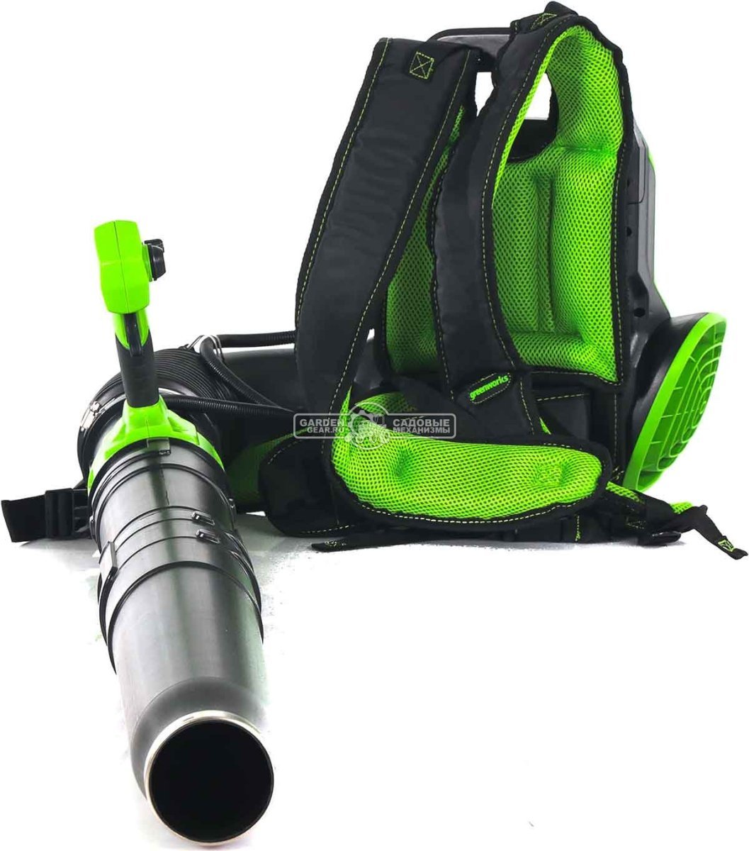 Воздуходувка аккумуляторная ранцевая GreenWorks АGD40BPG2 без АКБ и ЗУ (PRC, BL 40В, 281 км/ч, 20 м3\мин, Turbo режим)
