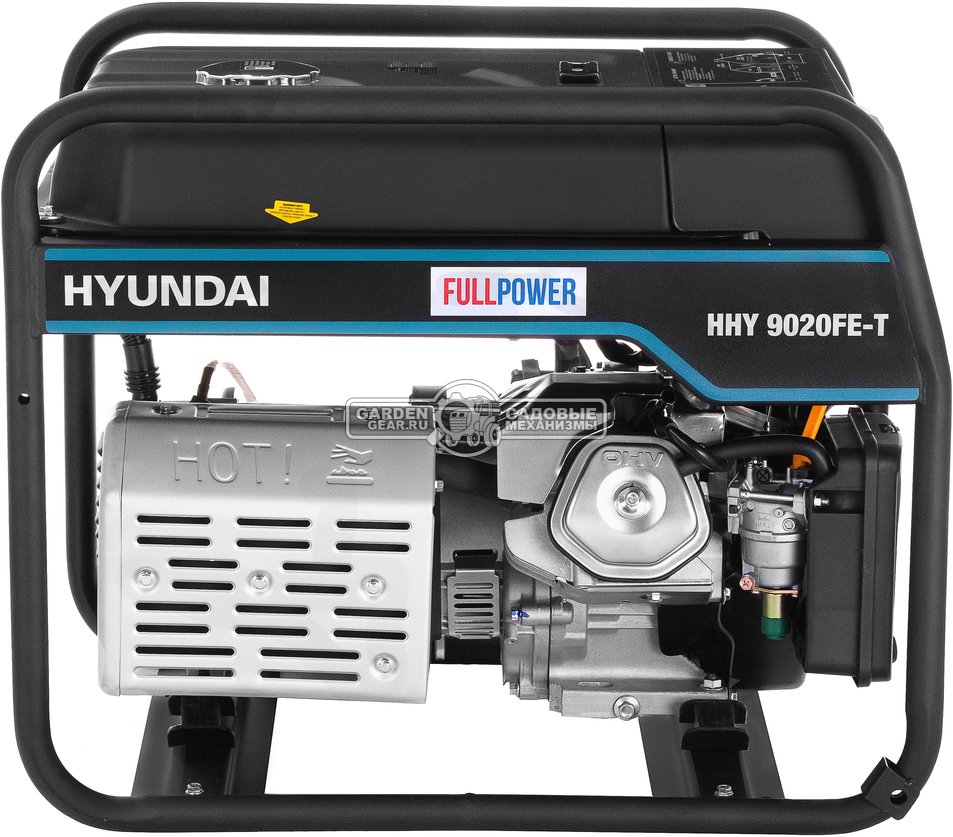 Бензиновый генератор Hyundai HHY 9020FE-T двухрежимный 220/380В (PRC, Hyundai, 420 см3, 6,0/6,5 кВт, 25 л, электро стартер, 86.5 кг)