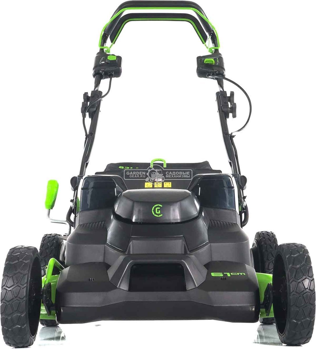 Газонокосилка аккумуляторная самоходная GreenWorks GC82LM61S TwinForce без АКБ и ЗУ (PRC, BL 82В, 61 см, сталь, 2 слота для АКБ, мульч., 70 л, 32 кг)