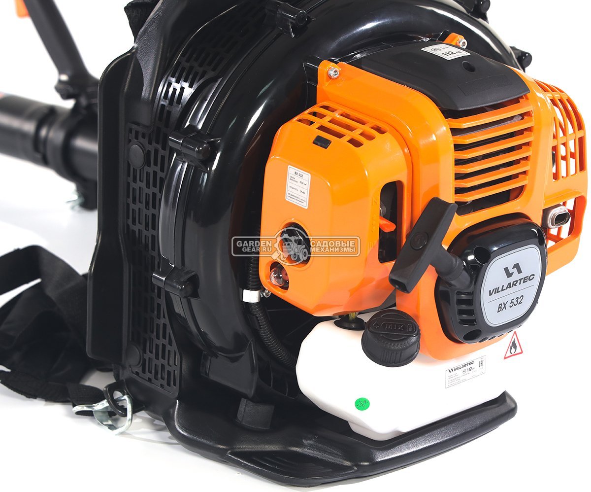 Воздуходувка бензиновая ранцевая Villartec BX532 (PRC, 52.8 см3, 1.9 кВт/2.53 л.с., 1450 м3/ч, 78 м/с, 9.4 кг)