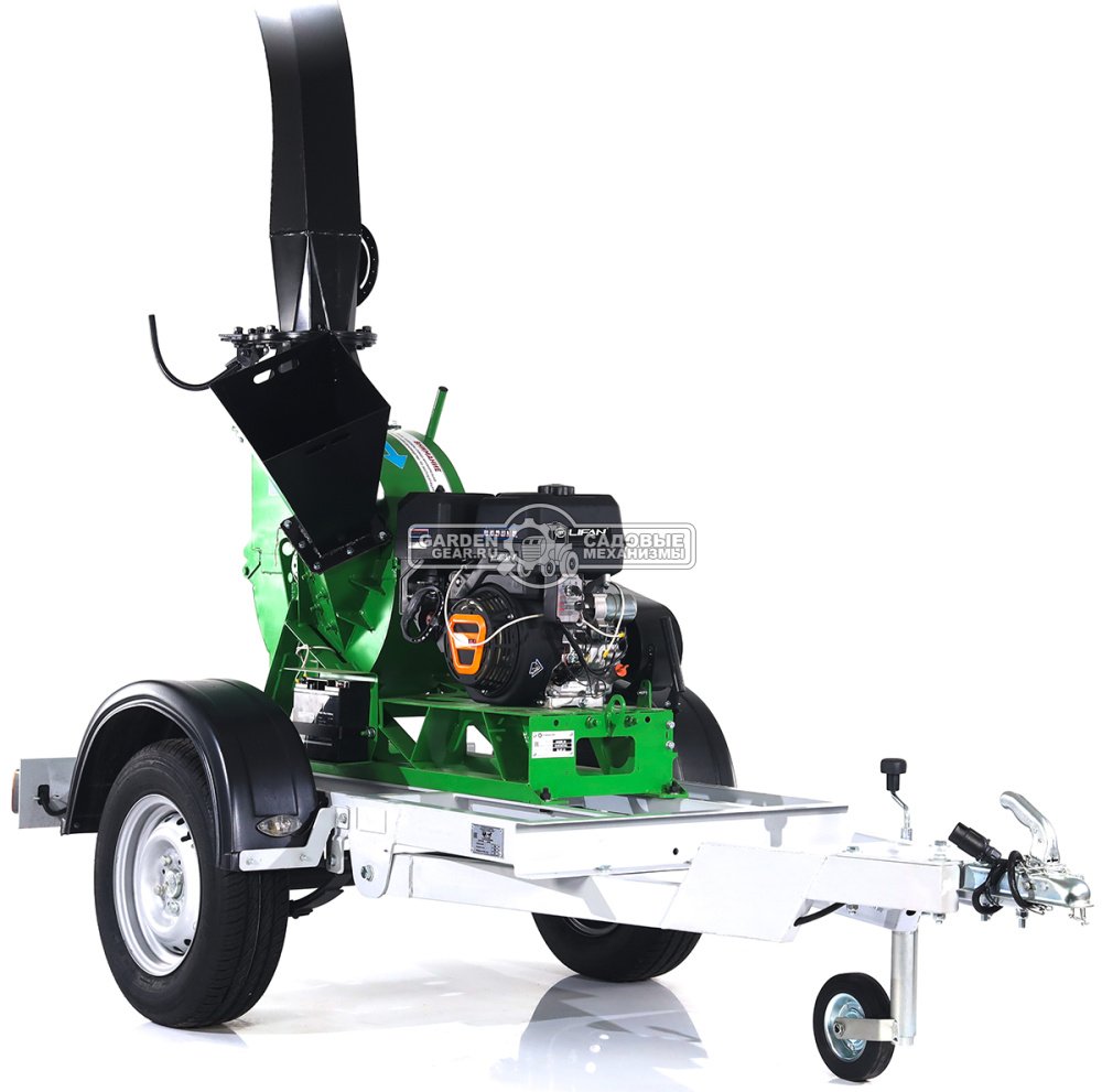 Измельчитель веток Дровосек М400 17 л.с. (RUS, Lifan, ветки до 102 мм, 2-x колесный прицеп, 300 кг)