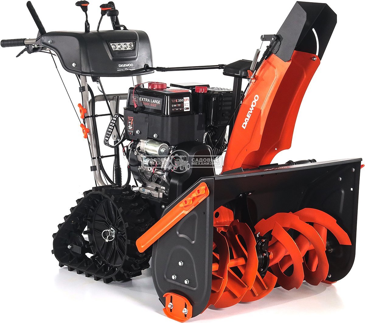 Снегоуборщик Daewoo DAST 430 (EFI) гусеничный (PRC, 76 см, Daewoo WXE 350 EFI, 310 см3, запуск от аккумулятора, фара, гусеницы Arctic track, 125 кг.)
