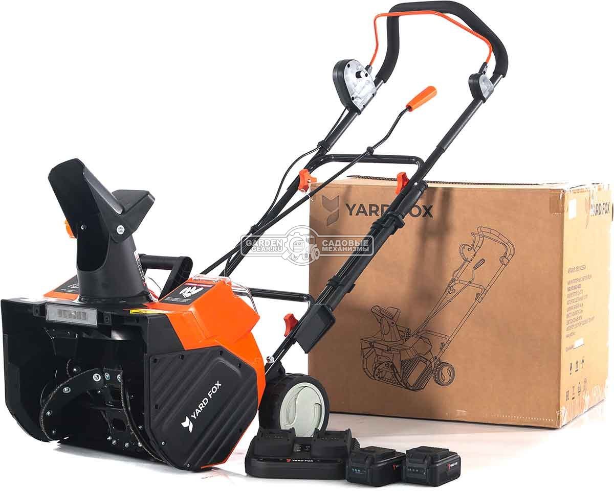 Снегоуборщик аккумуляторный Yard Fox 4625E Basic с 2 АКБ 4 А/ч и ЗУ (PRC, BL 2х20В, ширина 46 см, фара, 2 порта для АКБ, 20 кг)