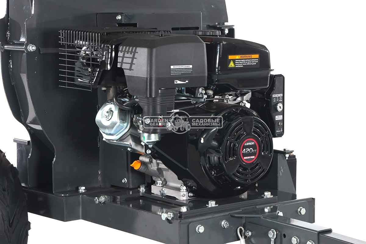 Измельчитель веток ZimAni LS 150 DH (PRC, Loncin 420 куб.см., 15 л.с., с эл. старт, дисковый, ветки до 100 мм, повор. желоб, одноосный прицеп, 250 кг)