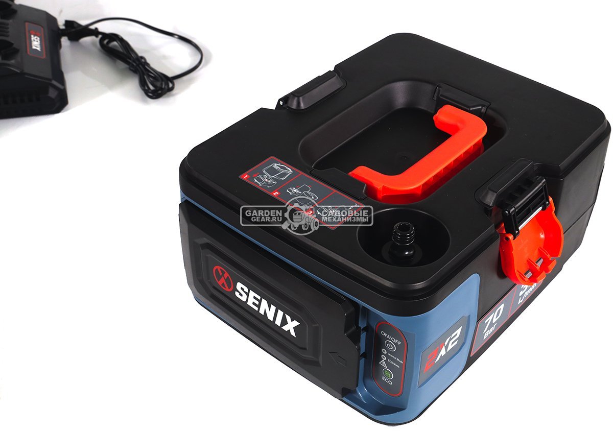 Аккумуляторная мойка высокого давления Senix HPWX2-M2-EU с 2 АКБ 5 А/ч и ЗУ (PRC, BL 2x20В, 60/45 бар, 288 л/ч, емкость 25 л., 10 кг)
