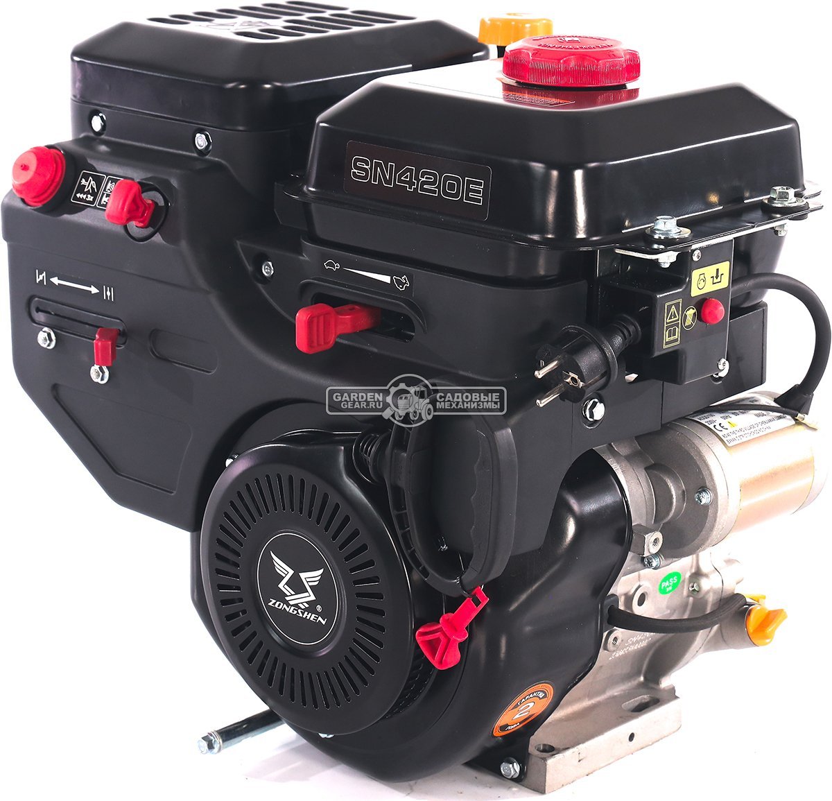 Бензиновый двигатель Zongshen SN 420 E Snow (15 л.с., 420 куб.см., D=25 мм, L=85 мм, катушка освещения 12В60Вт, электрический стартер 230В, 35 кг.)