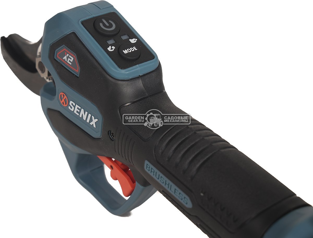 Аккумуляторный секатор Senix GPSX2-M1-EU с АКБ 2 А/ч и ЗУ (PRC, BL 20В, ветки до 38 мм, 1.05 кг)