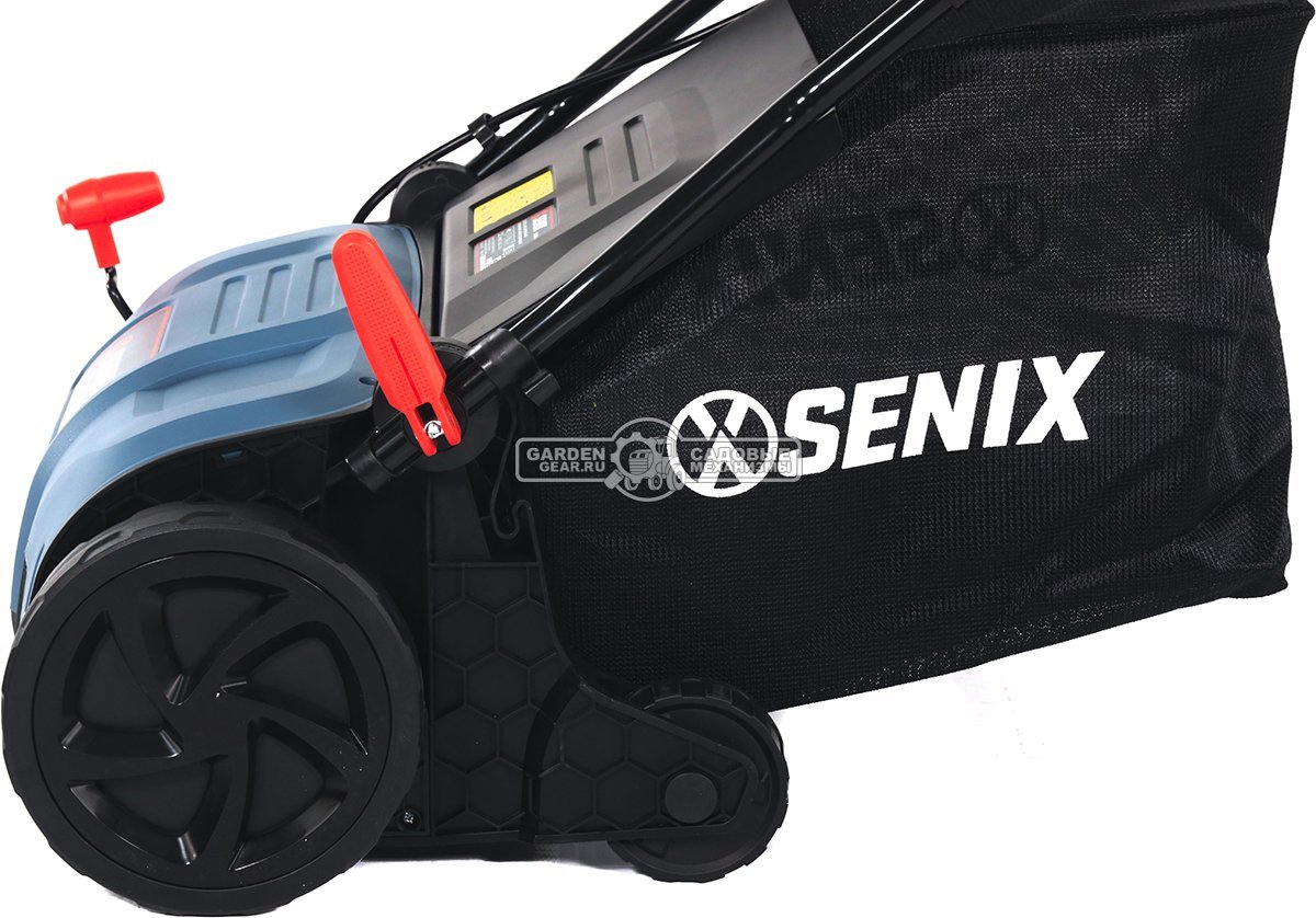 Вертикуттер - аэратор электрический Senix SCE16-L-EU (PRC, 1600 Вт, 38 см, ножи + пружины, пластик, 50 л, 8.1 кг)
