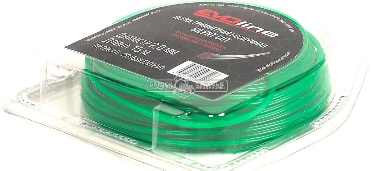 Леска EVOline 2,0 мм, 15 м, витой квадрат, бесшумная