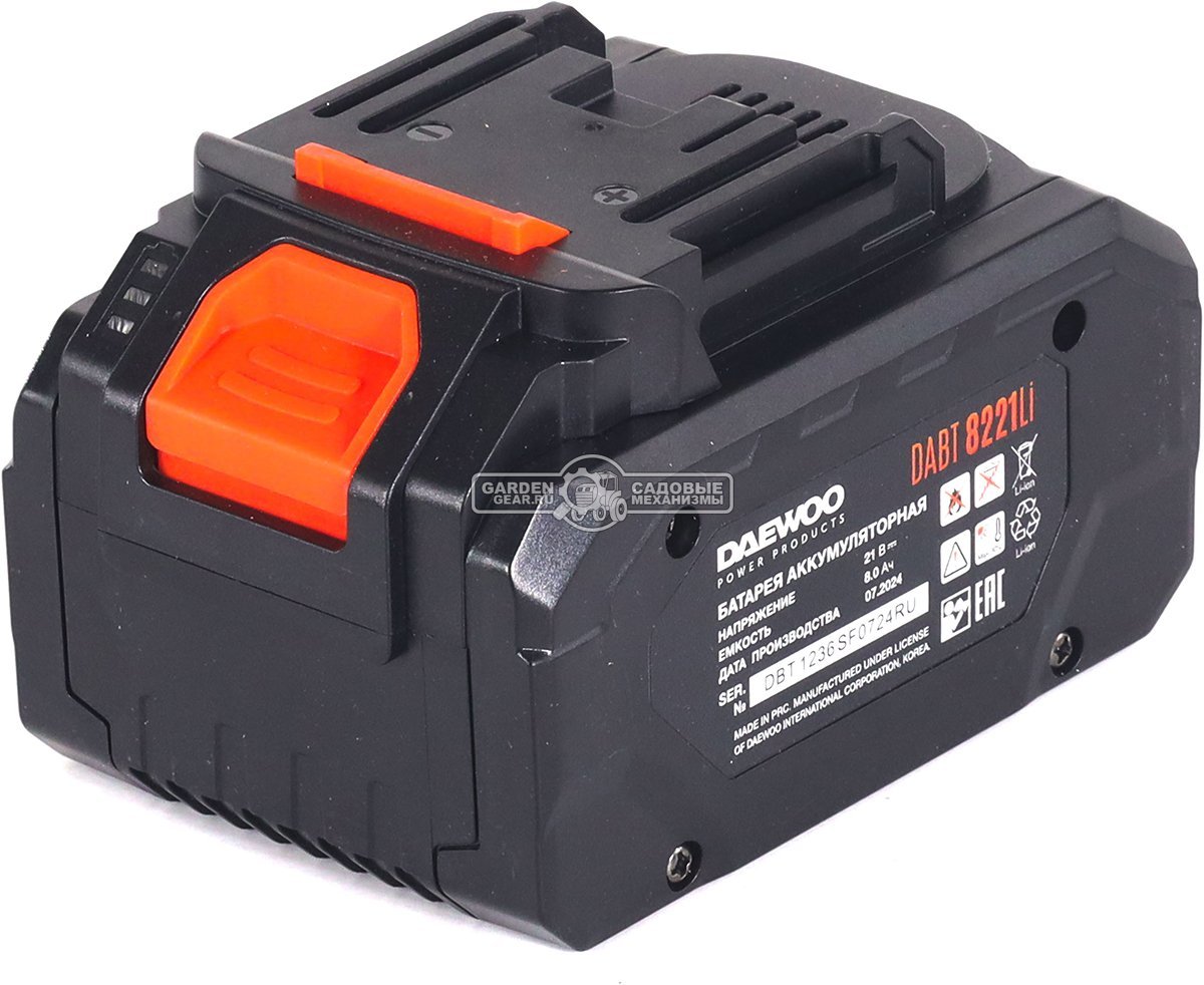 Аккумулятор Daewoo DABT 8221Li (PRC, Li-Ion, 21В, 8.0 А/ч, 0.92 кг, элементы 21700)