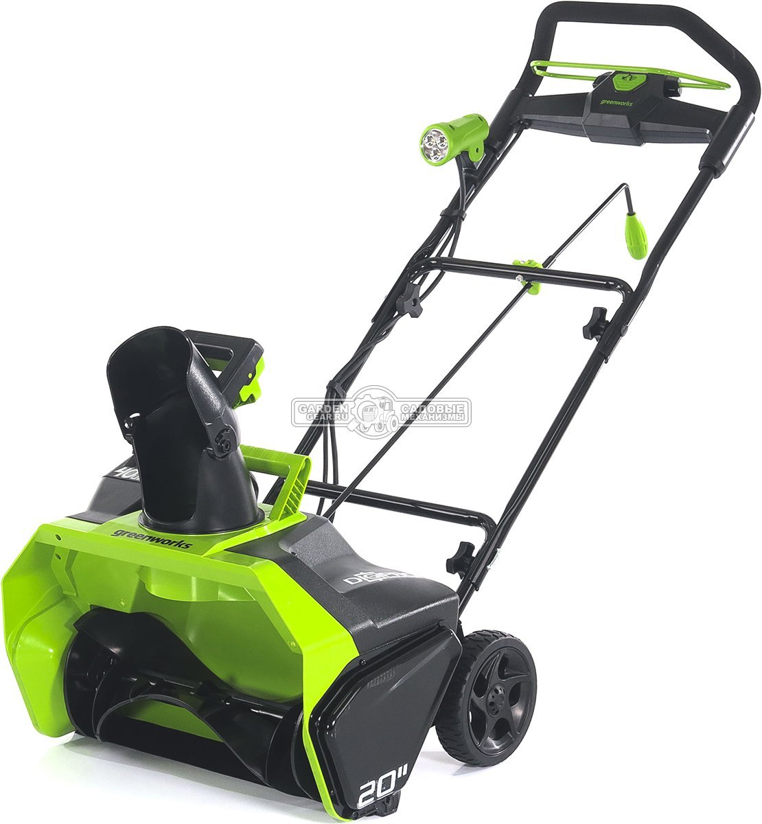 Снегоуборщик аккумуляторный GreenWorks GD40ST без АКБ и ЗУ (PRC, BL 40В, ширина 51 см, фара, 15 кг)