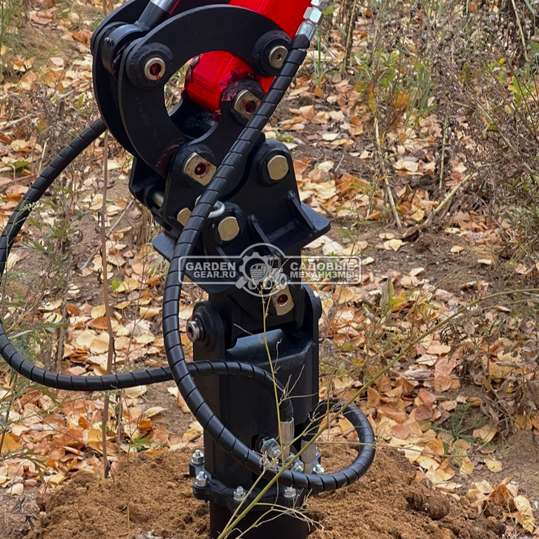 Ямобур (гидравлический вращатель) RED с переходной плитой для мини-экскаватора, 58,5 кг. 