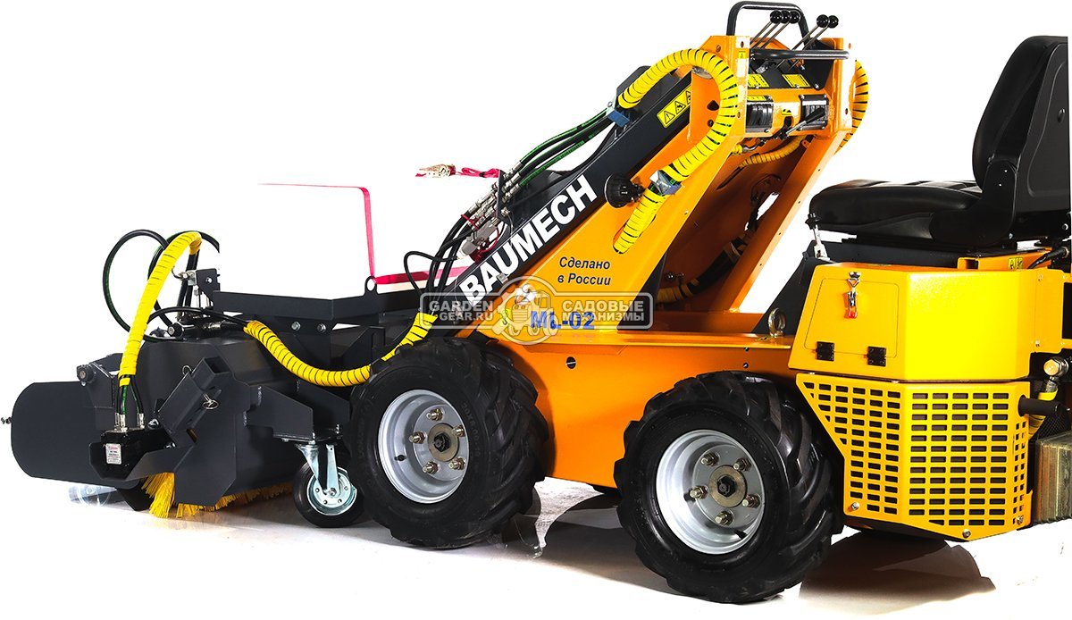 Щетка бункерная Baumech с системой орошения ширина 110 см., объем бункера 100 л., выгрузка гидравлическая, диаметр 400 мм., 180 кг.