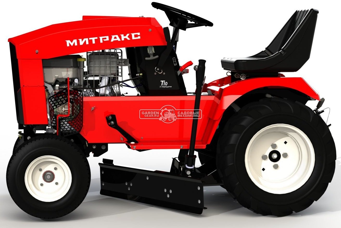 Садовый трактор Митракс Т10 (RUS, Lifan 190FDC, 420 куб.см., 15 л.с., 3 вперёд / 1 назад, дифференциал, 270 кг.)