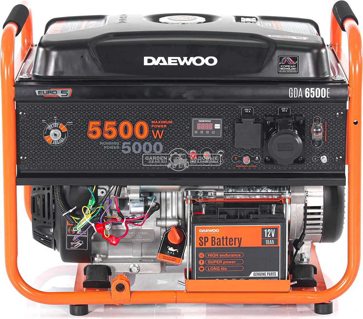 Бензиновый генератор Daewoo GDA 6500E (PRC, 390 см3, 5,0/5,5 кВт, 30 л, электростартер, 78,6 кг.)