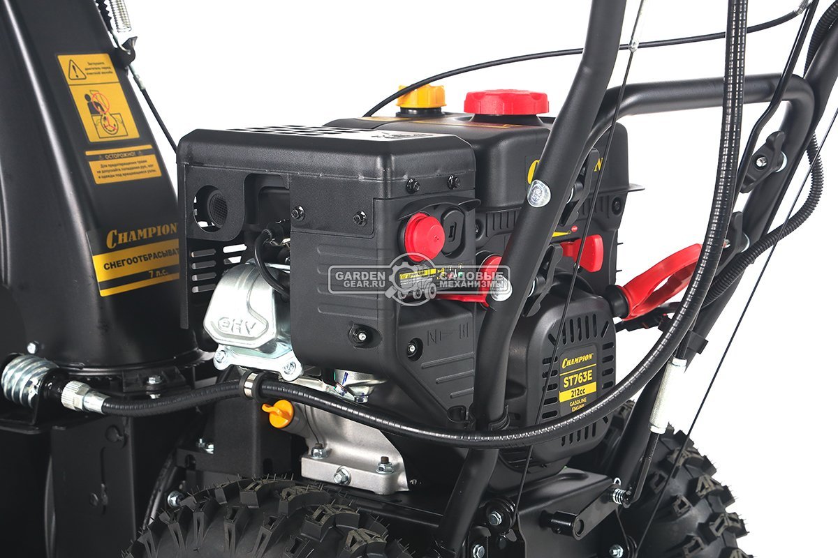Снегоуборщик Champion ST763E (PRC, 62 см, Champion, 212 куб.см., скорости 6/2, эл/стартер 220В, фара, 81 кг)