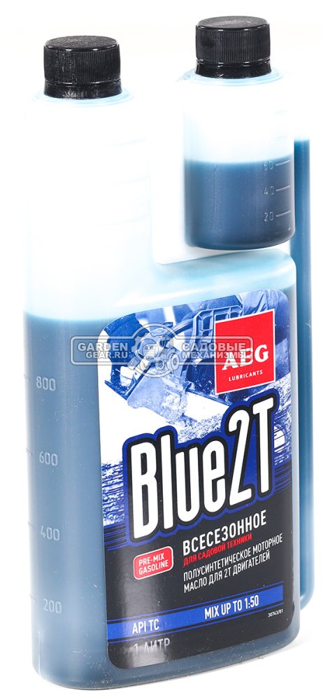 Масло 2-тактное AEG BLUE 2T полусинтетическое с дозатором 1 л.