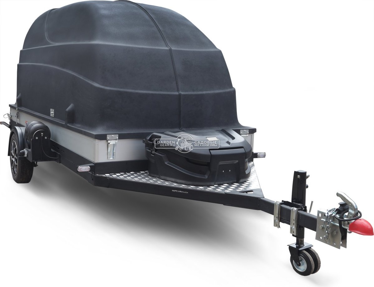 Прицеп с опускающейся платформой на пневмоподвеске Baltic Mechanic Polygon-City PC 750 для перевозки мини-спецтехники, пневмолифт, крышка, 3500x1500